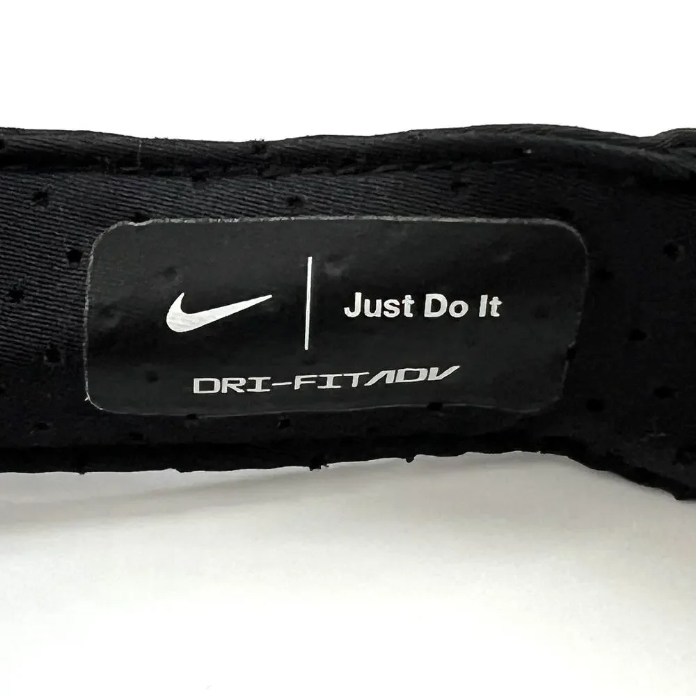 Nike Women Court Dri-Fit Advantage Black White Swoosh Visor Tennis Hat CQ9334